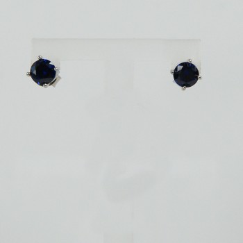 Sterling Silver Round Genuine Sapphire Studs